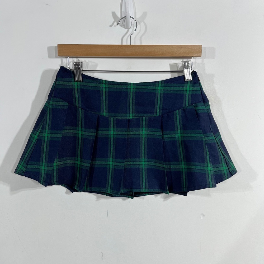 Avidlove Y2K Tartan Plaid Pleated Mini Skirt Schoolgirl Womens Small Grunge 90s